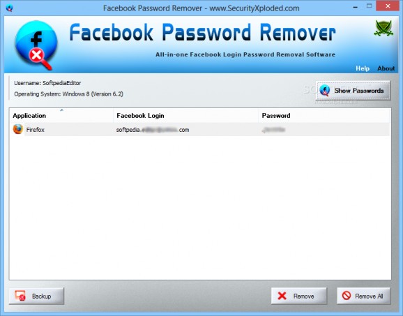 Portable Facebook Password Remover screenshot