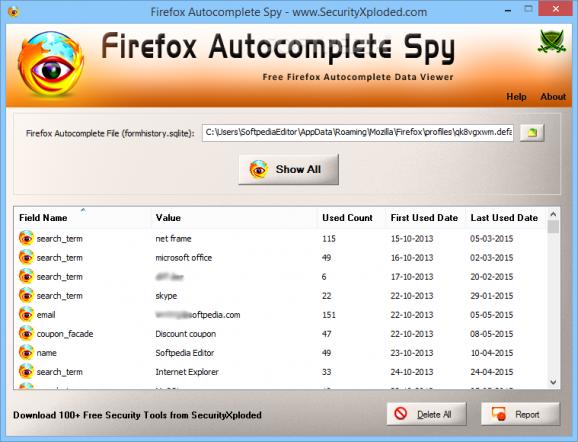 Portable Firefox Autocomplete Spy screenshot