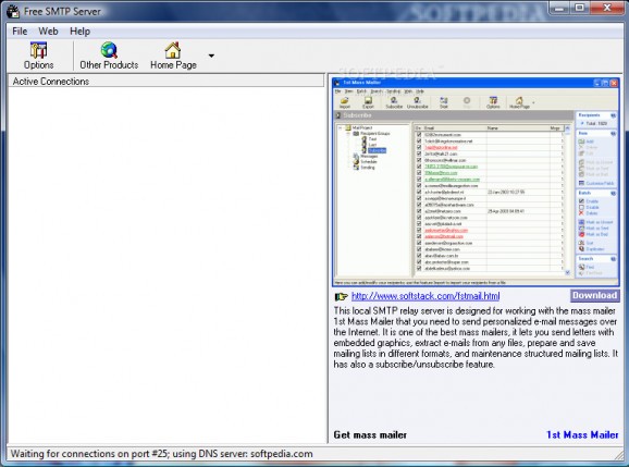 Portable Free SMTP Server screenshot