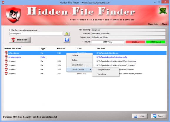 Portable Hidden File Finder screenshot