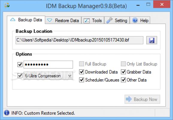 Portable IDM Backup Manager screenshot