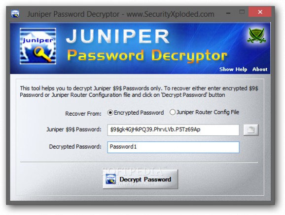 Portable Juniper Password Decryptor screenshot