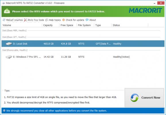 Portable Macrorit NTFS to FAT32 Converter screenshot