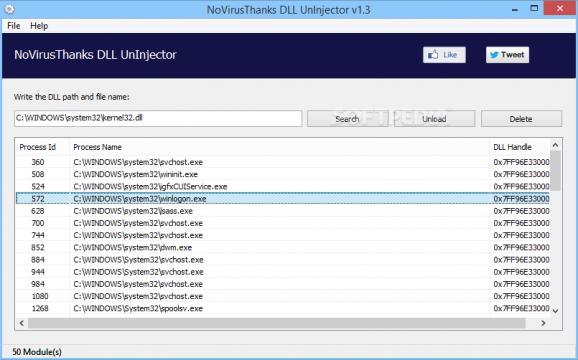 Portable NoVirusThanks DLL UnInjector screenshot