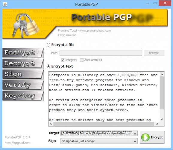 PortablePGP screenshot