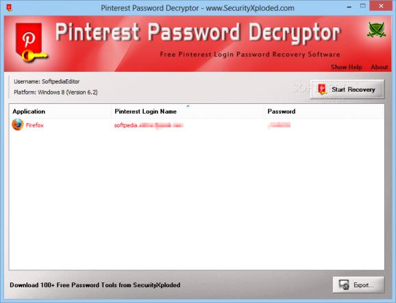 Portable Pinterest Password Decryptor screenshot