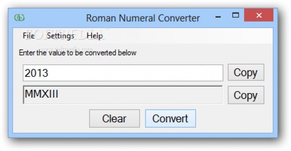 Portable Roman Numeral Converter screenshot