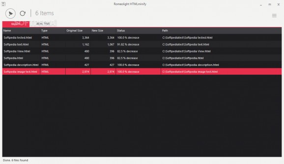 Portable Romeolight HTMLminify screenshot