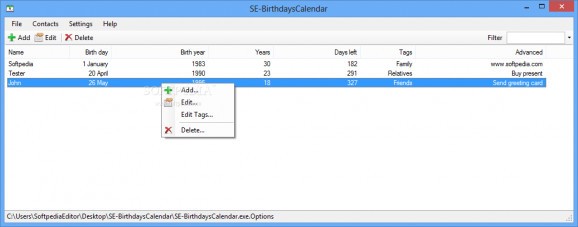Portable SE-BirthdaysCalendar screenshot