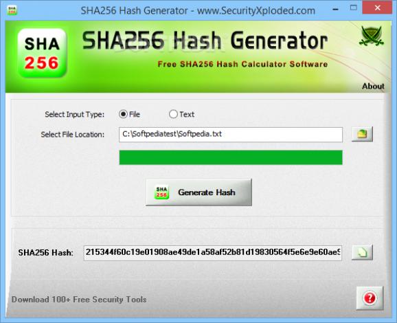 Portable SHA256 Hash Generator screenshot
