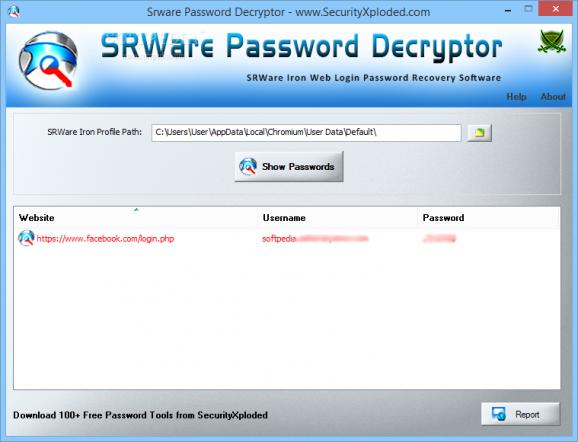 Portable SRWare Password Decryptor screenshot