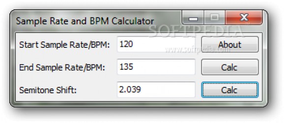 Portable Sample Rate and BPM Calculator screenshot