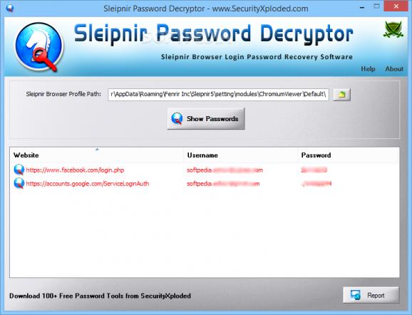 Portable Sleipnir Password Decryptor screenshot