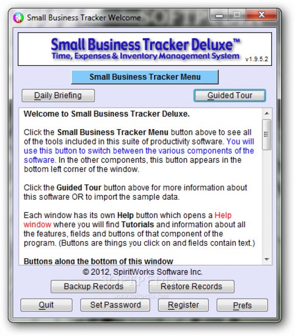 Portable Small Business Tracker Deluxe screenshot