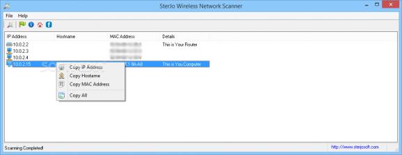 Portable SterJo Wireless Network Scanner screenshot