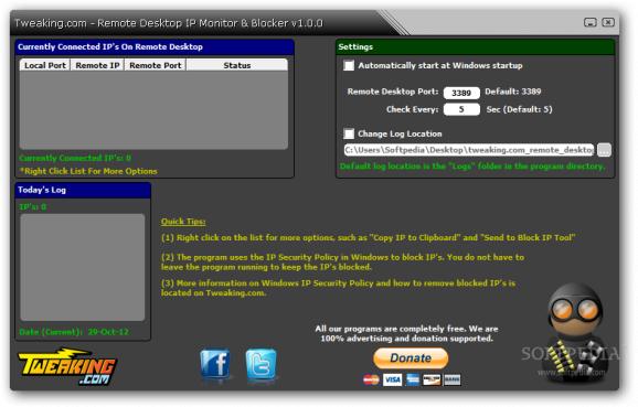 Portable Remote Desktop IP Monitor & Blocker screenshot