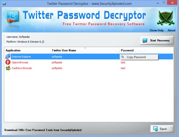 Portable Twitter Password Decryptor screenshot