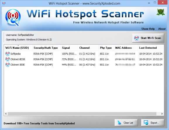 Portable WiFi Hotspot Scanner screenshot