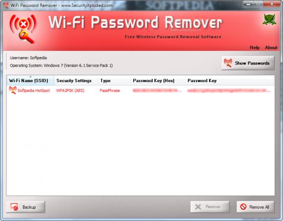 Portable WiFi Password Remover screenshot