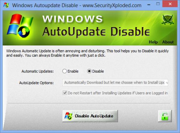 Portable Windows AutoUpdate Disable screenshot