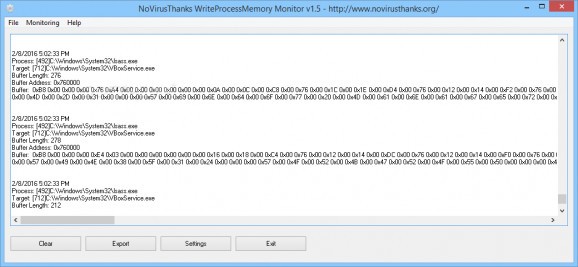 Portable WriteProcessMemory Monitor screenshot
