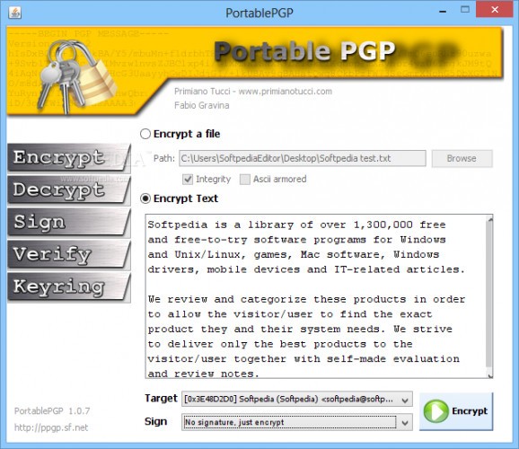PortablePGP Portable Edition screenshot