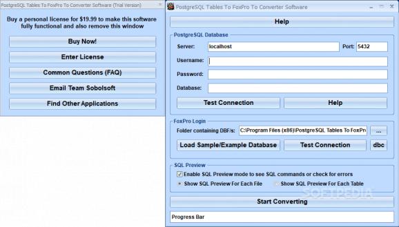 PostgreSQL Tables To FoxPro To Converter Software screenshot