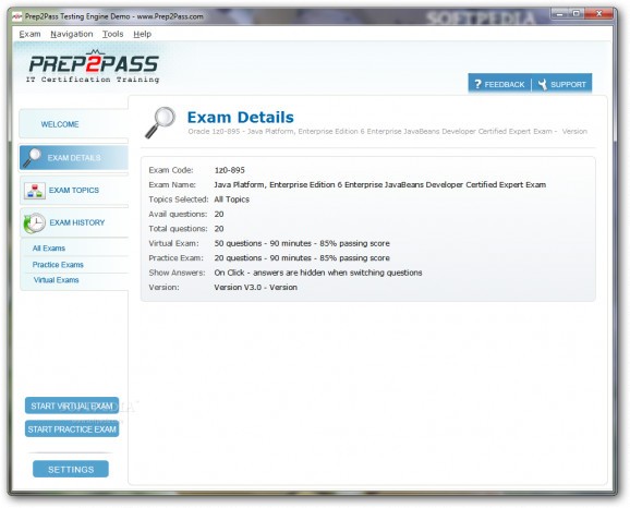 Prep2Pass 1Z0-895 Practice Testing Engine screenshot