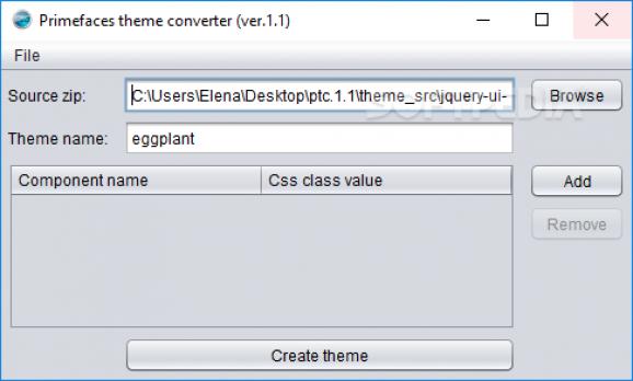 Primefaces theme converter screenshot
