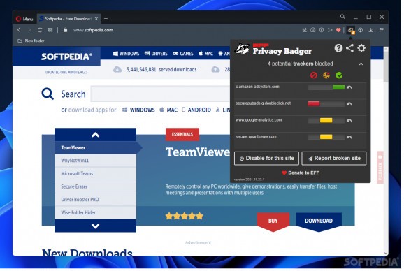 Privacy Badger for Opera screenshot