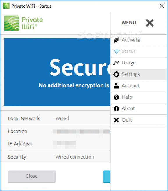 Private WiFi screenshot