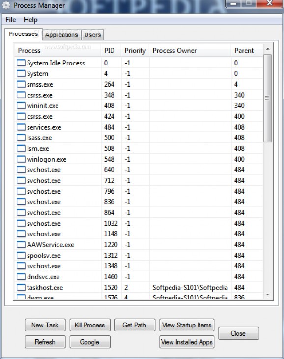 Process Manager screenshot