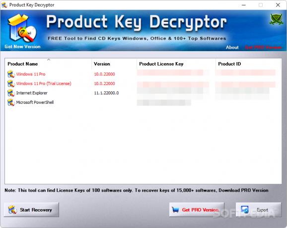 Product Key Decryptor screenshot