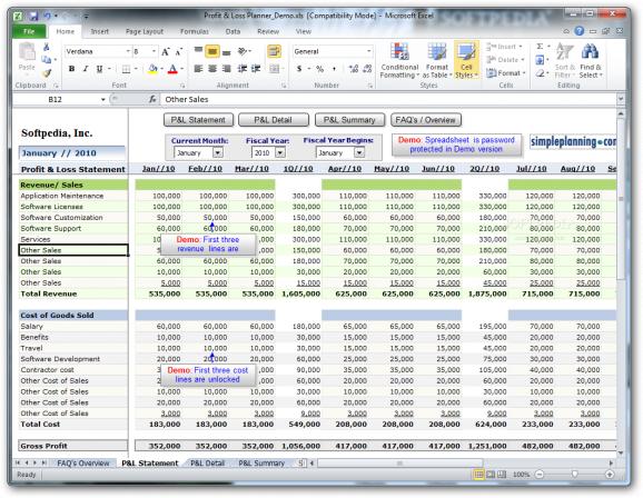 Simpleplanning Profit & Loss Planner screenshot