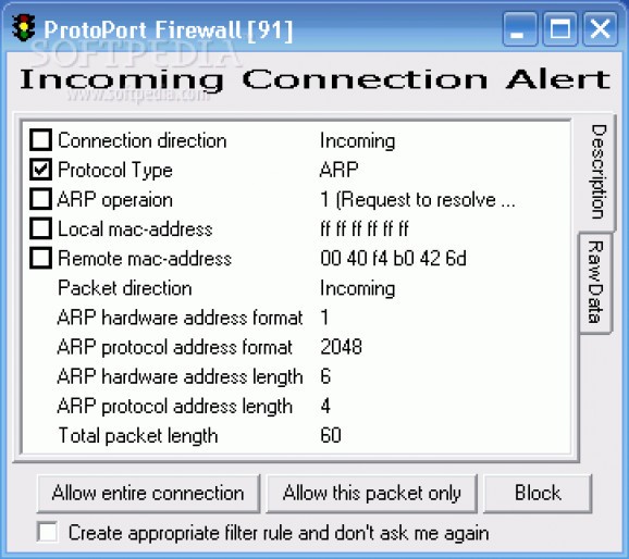 Protoport Personal Firewall screenshot