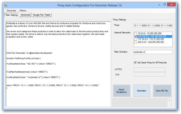 Proxy Auto Configuration for Dummies screenshot