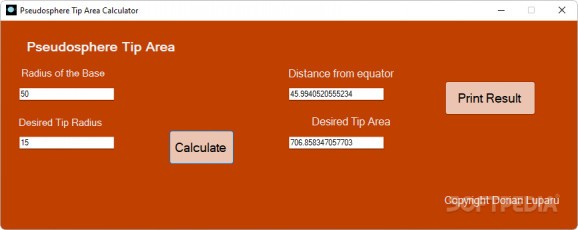 PseudoSphere Tip Calculator screenshot