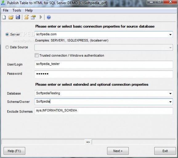 Publish Table to HTML for SQL Server screenshot
