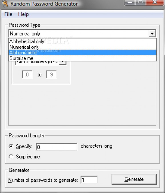 Q Random Password Generator screenshot