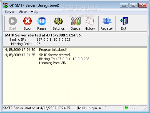 QK SMTP Server screenshot