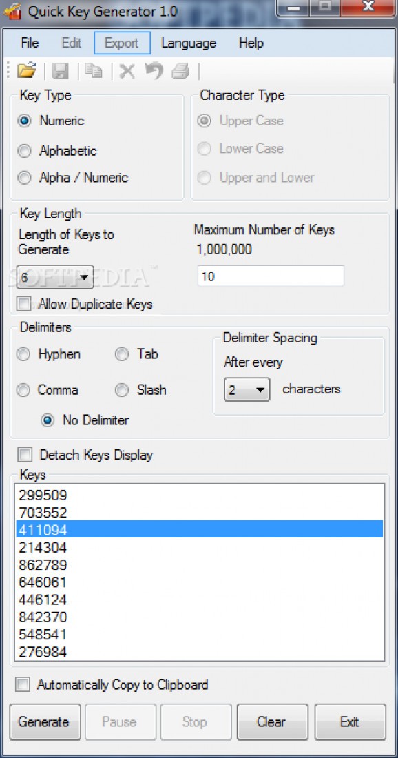 Quick Key Generator screenshot