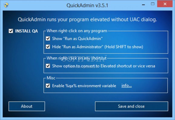 QuickAdmin screenshot