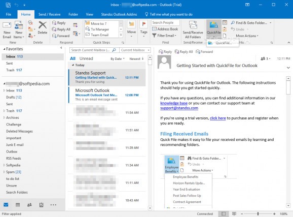 Quickfile for Outlook screenshot