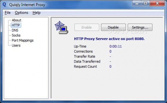Quiqly Internet Proxy screenshot