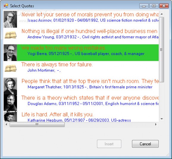 QuotesPlugin for Windows Live Writer screenshot