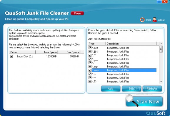 QuuSoft Junk File Cleaner screenshot