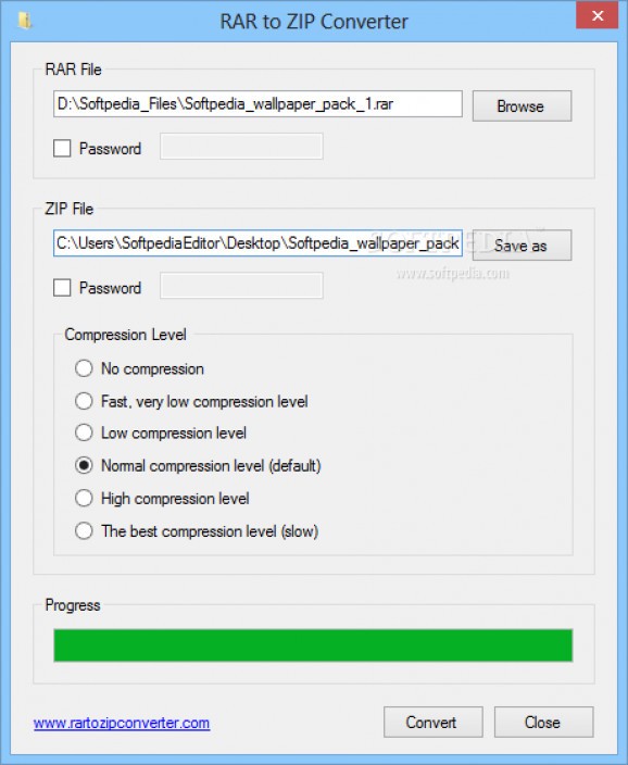RAR to ZIP Converter screenshot