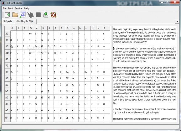 REB font editor screenshot