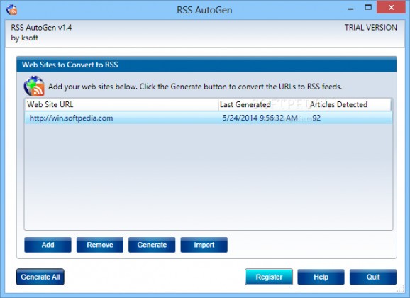 RSS AutoGen screenshot