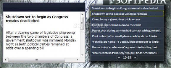 RSS Reader Vista Gadget screenshot